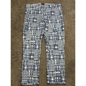 Peter Millar Mens Pants Blue White Golf Crown Crafted Plaid Patchwork Sz 38x30